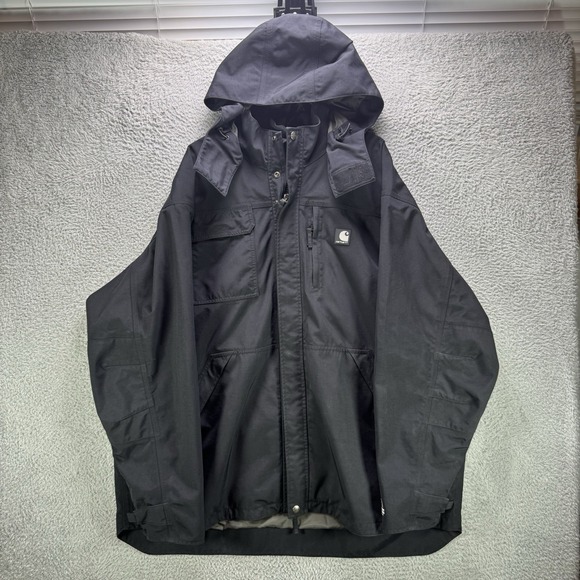 Carhartt Other - Carhartt Shoreline Coat Mens 2XL Black Waterproof Breathable Hooded Work Jacket